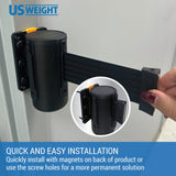 Crowd Control Magnetic Wall Mount - Black 7.5' Retractable Belt