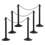 US Weight ChainBoss Black Fillable Crowd Control Plastic Stanchions With 10' of Plastic Chain