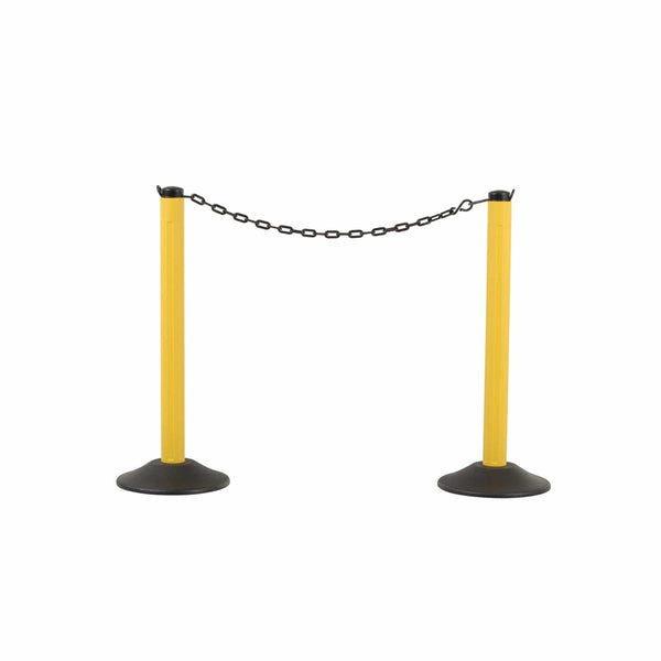ChainBoss Yellow Stanchion with 10' of Black Plastic Chain- Weighted Base