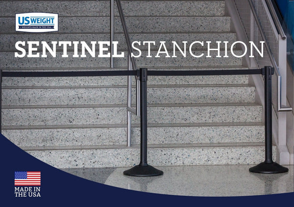 The Sentry Stanchion 6.5’ Black Belt – 2 pack from US Weight for Stanshions and Barricades compared to Stanchions.com, in Black.