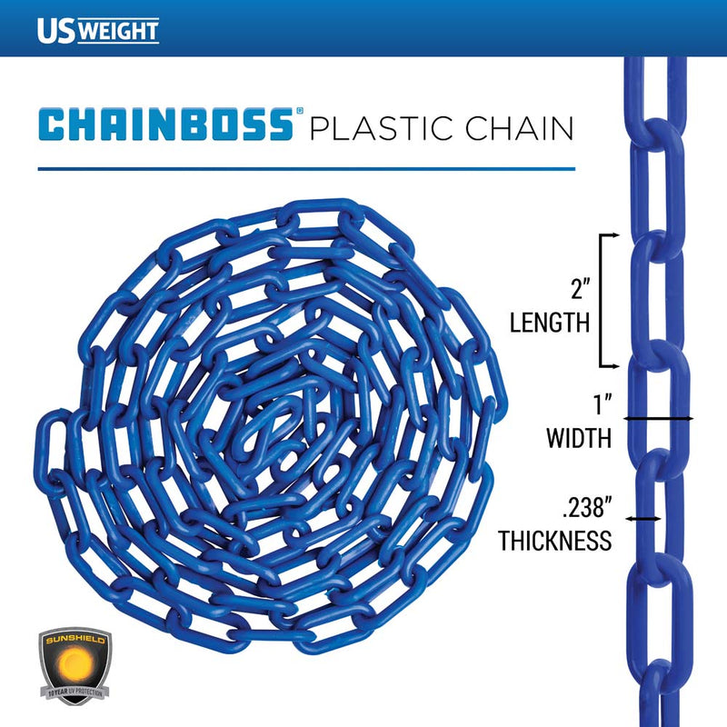 US Weight Sun Shield Blue Plastic 2" Chain - 100 ft photo 2