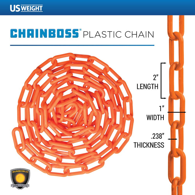 US Weight Sun Shield Orange Plastic 2" Chain - 100 ft photo 2