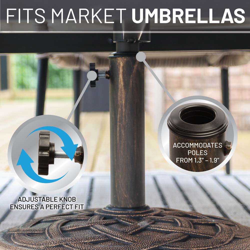 26 lbs. outdoor patio umbrella base in black US Weight 26 Pound Decorative Umbrella Base
