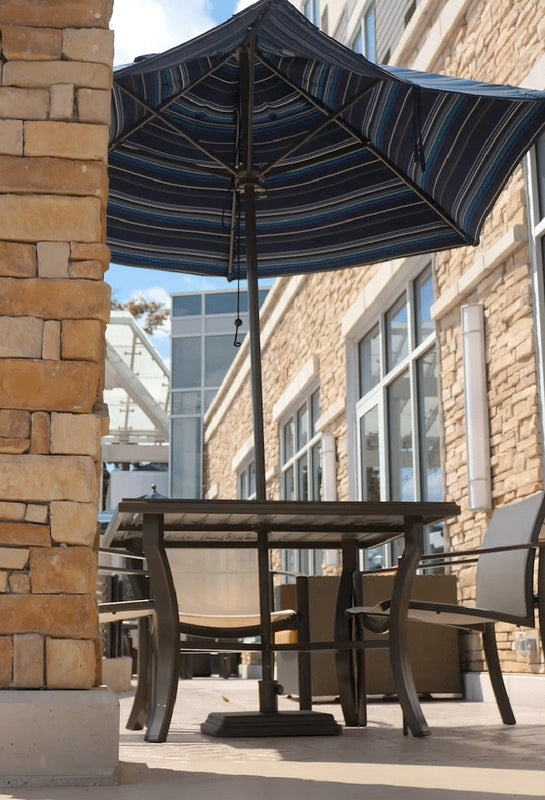 US Weight makes durable umbrella bases for restaurants with outdoor patios