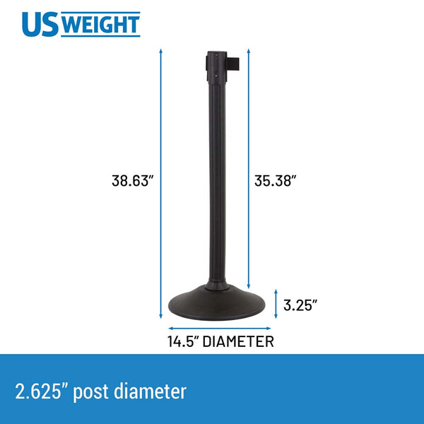 US Weight Sentry Stanchions with 6.5-Foot Retractable Belt - Quick, No-Tool Setup Crowd Control System - Multiple Options