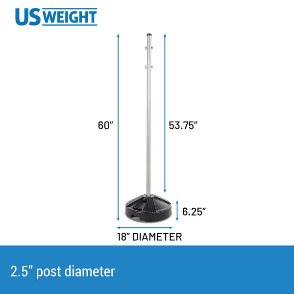 US Weight 5' Sign Post and Base Kit - Prefilled or Fillable Options