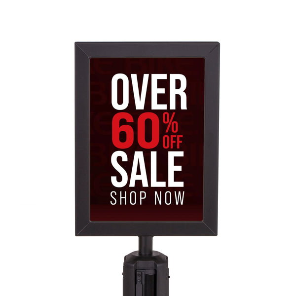 US Weight Steel Stanchion Steel Frame Sign Holder with Plexiglass Covers Compatible with ONLY Steel Stanchions