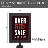 US Weight Steel Stanchion Steel Frame Sign Holder with Plexiglass Covers Compatible with ONLY Steel Stanchions