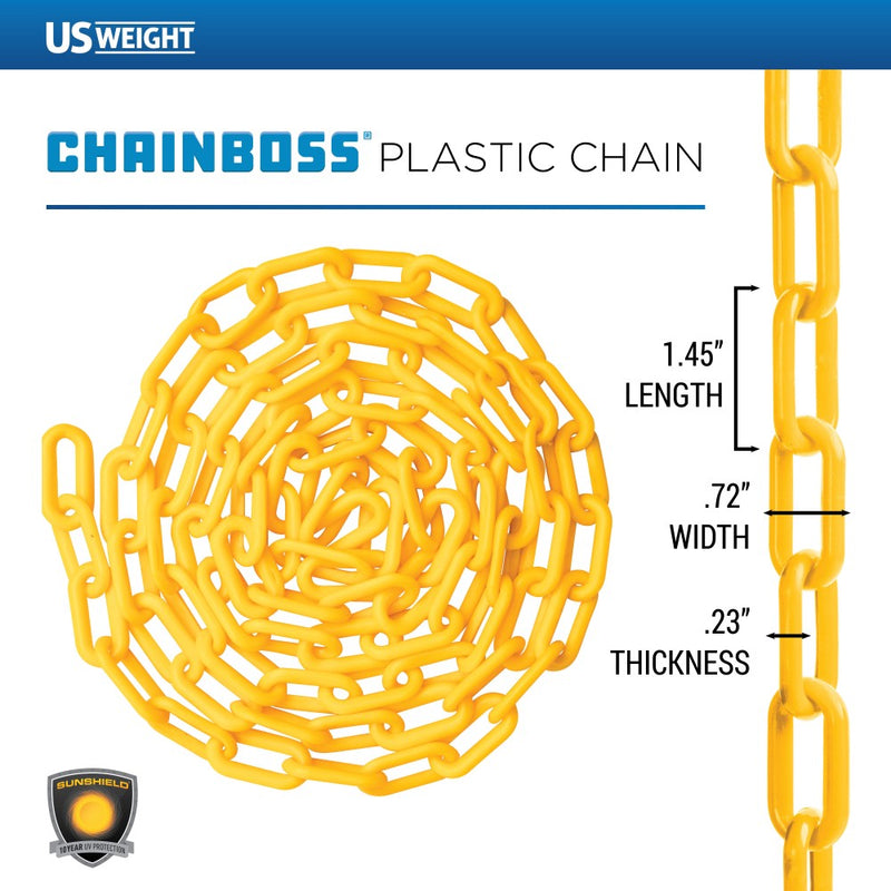 US Weight Made in USA 1.5" x 10' Plastic Safety Chain With SunShield UV Resistant Technology
