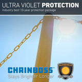 US Weight 1.5-Inch x 100-Foot Outdoor Plastic Safety Chain UV Resistant Stanchion Barrier