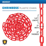 US Weight Made in USA 1.5" x 50' Plastic Safety Chain With SunShield UV Resistant Technology