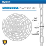 US Weight Made in USA 1.5" x 50' Plastic Safety Chain With SunShield UV Resistant Technology