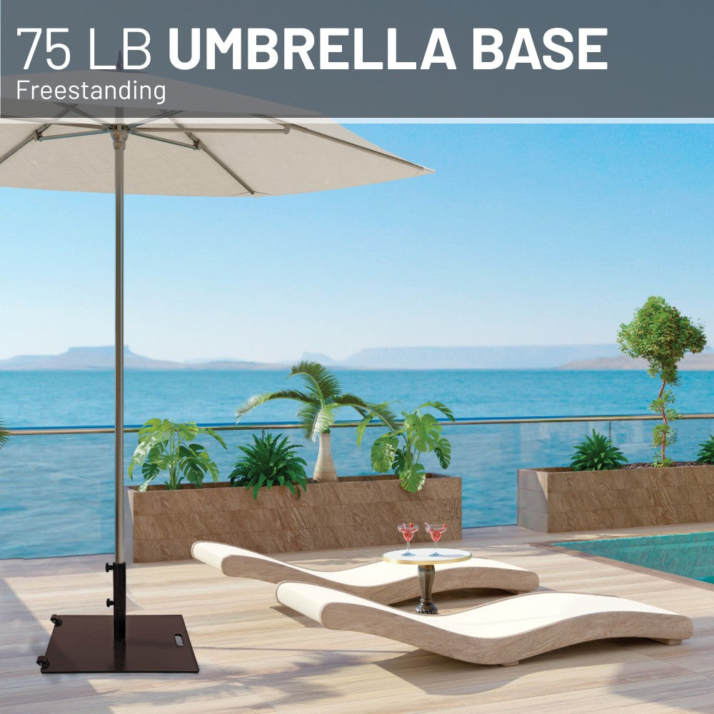 US Weight 75 lb Flat Brown Steel Stand-Alone Patio Umbrella Base, FUB75BRZ