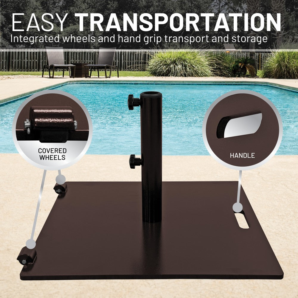 75lb patio umbrella base US Weight 75 lb Flat Brown Steel Stand-Alone Patio Umbrella Base, FUB75BRZ