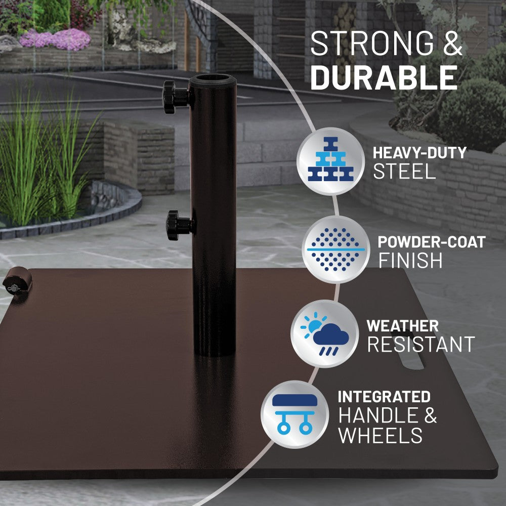 75 pound patio umbrella base US Weight 75 lb Flat Brown Steel Stand-Alone Patio Umbrella Base, FUB75BRZ