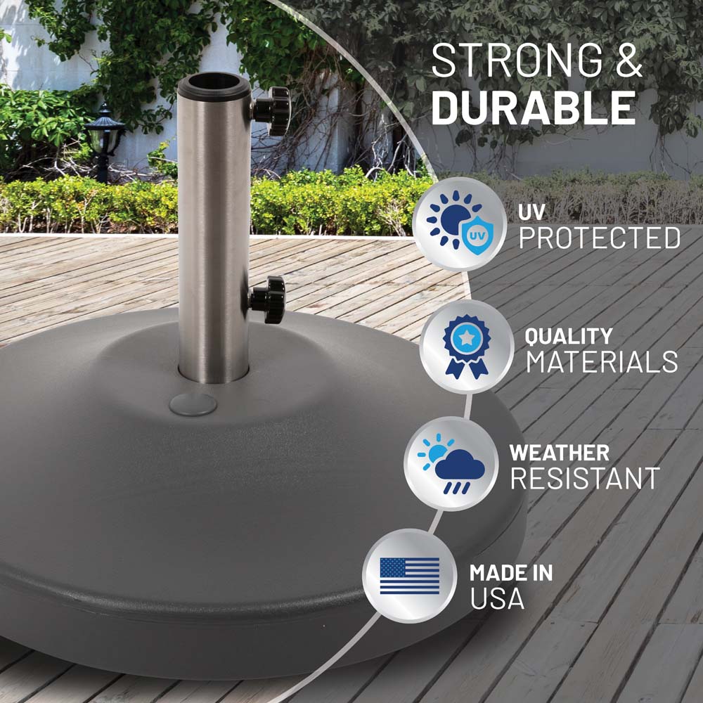 hayward 80 lbs concrete patio umbrella base Ledge Lounger Resin Coated Base, Matte White / All of the steel components are made of grade 304 stainless steel Resin Coated Concrete Umbrella Base