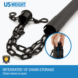 US Weight ChainBoss Black Plastic Stanchion with Fillable Base and 10-Foot Plastic Chain Barrier