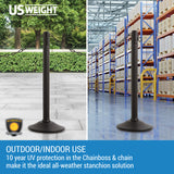 US Weight ChainBoss Black Filled Crowd Control Plastic Stanchions With 10' of Plastic Chain