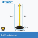 US Weight ChainBoss Yellow Fillable Crowd Control Plastic Stanchions With 10' of Plastic Chain