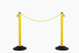 US Weight ChainBoss Yellow Pre-Filled Crowd Control Plastic Stanchions With 10' of Plastic Chain