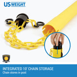 US Weight ChainBoss Yellow Pre-Filled Crowd Control Plastic Stanchions With 10' of Plastic Chain