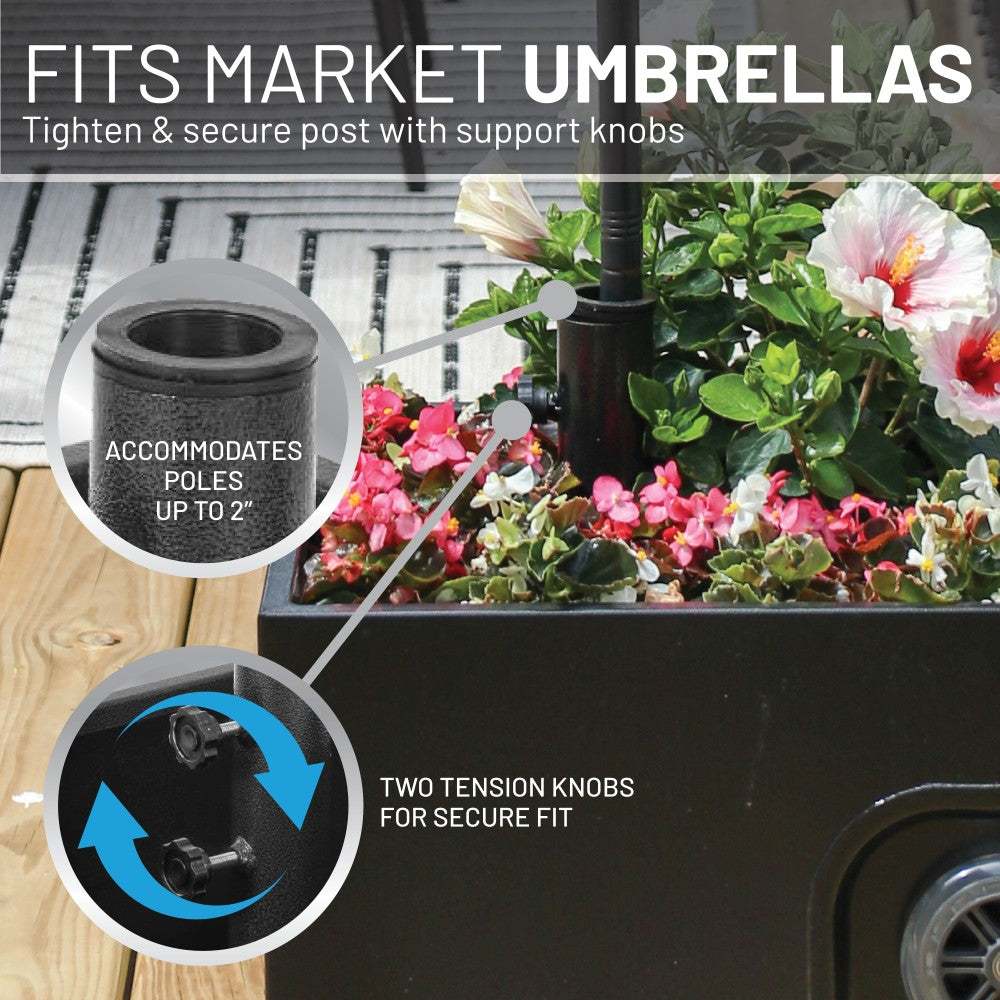 large patio umbrella with planter box stand US Weight Decorative Umbrella Base Planter Box