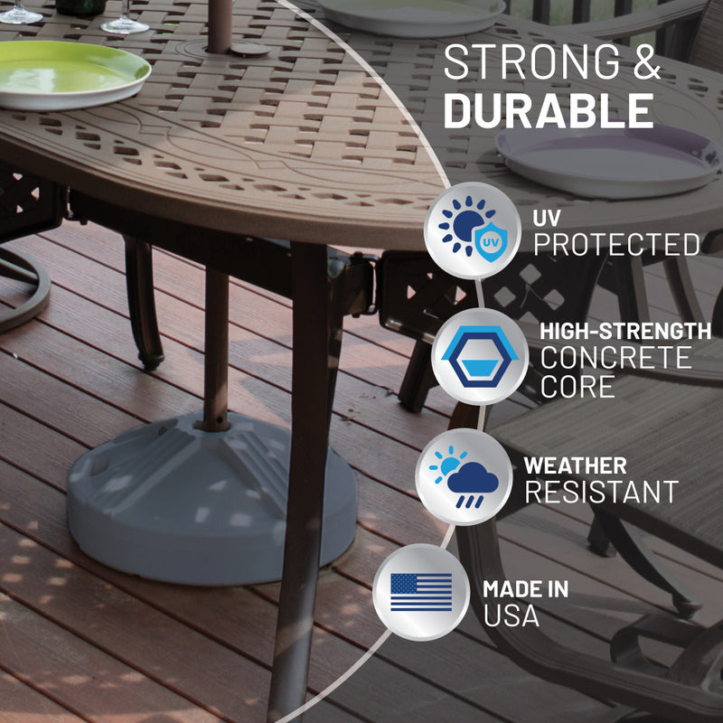 50 lb weight patio umbrella base US 50-Pound Premium Fillable Table Weighted Stand Beige Salomon pièce détachée semelle This umbrella base measures Solar Power Color:Iron Man Red