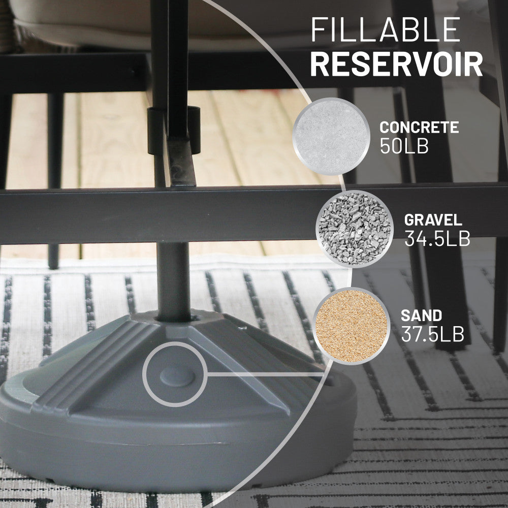 US Weight Durable 50LB Capacity Fillable Umbrella Base for Patio Table Beige
