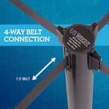 US Weight Premium Black Steel Stanchion with 7.5' Foot Retractable Belt - Multiple Color Options