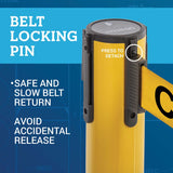 US Weight US Weight Heavy Duty Yellow Premium Steel Stanchion with 7.5-Foot Retractable Belt