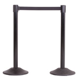 US Weight Premium Black Steel Stanchion with 7.5' Foot Retractable Belt - Multiple Color Options