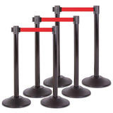 US Weight Premium Black Steel Stanchion with 7.5' Foot Retractable Belt - Multiple Color Options