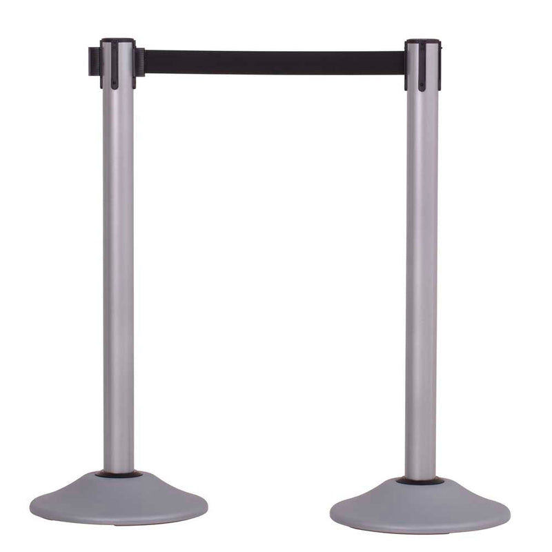 US Weight Premium Silver Steel Stanchions with 7.5' Belt - Multiple Color Options