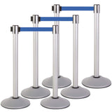US Weight Premium Silver Steel Stanchions with 7.5' Belt - Multiple Color Options