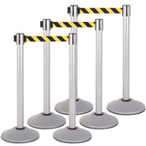 US Weight Premium Silver Steel Stanchions with 7.5' Belt - Multiple Color Options