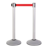 US Weight Premium Silver Steel Stanchions with 7.5' Belt - Multiple Color Options