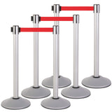 US Weight Premium Silver Steel Stanchions with 7.5' Belt - Multiple Color Options