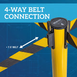 US Weight Heavy Duty Yellow Steel Stanchion with 7.5-Foot Retractable Belt Crowd Control Barrier