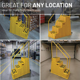 US Weight 4-Step Yellow Rolling Safety Step Stool with Handrails & Wheels (500 lbs. Capacity)