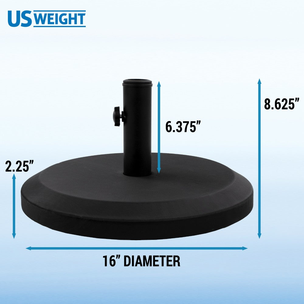 US Weight 22 lbs. Prefilled Heavy Duty Black Patio Umbrella Base
