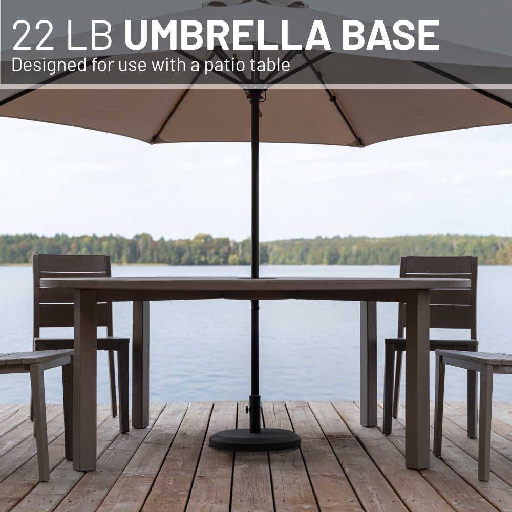 US Weight 22 lbs. Prefilled Heavy Duty Black Patio Umbrella Base