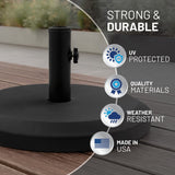 US Weight 22 lbs. Prefilled Heavy Duty Black Patio Umbrella Base 