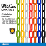US Weight 2-Inch x 50-Foot Outdoor Plastic Safety Chain UV Resistant Crowd Control Barrier