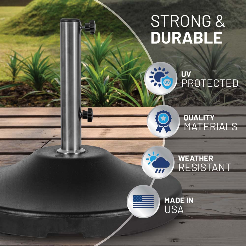base patio umbrella US Weight 120lb Capacity Fillable Free Standing Umbrella Base Black