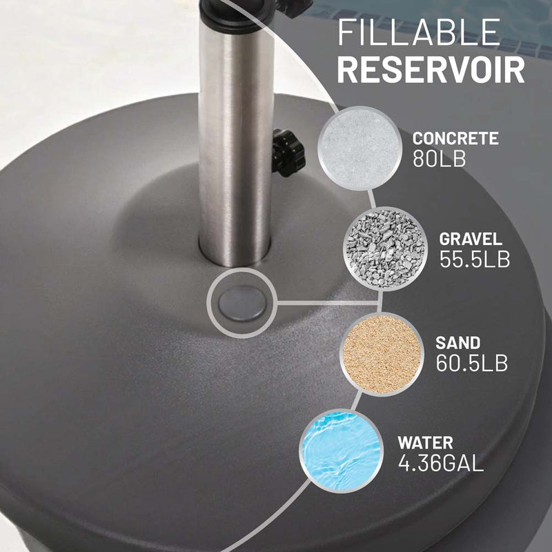 US Weight 80LB Capacity Fillable Freestanding Umbrella Base