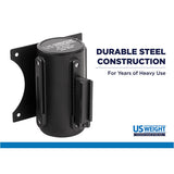 US Weight Wall Mount Retractable Belt Barrier Heavy Duty Black Crowd Control Line Receiver