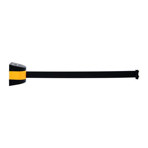 US Weight Magnetic Wall Mount Retractable Yellow and Black Do Not Enter Belt Barrier, 33 Foot Safe Crowd Control System with Strong Magnets, Portable Black and Yellow Case for Indoor or Outdoor Use