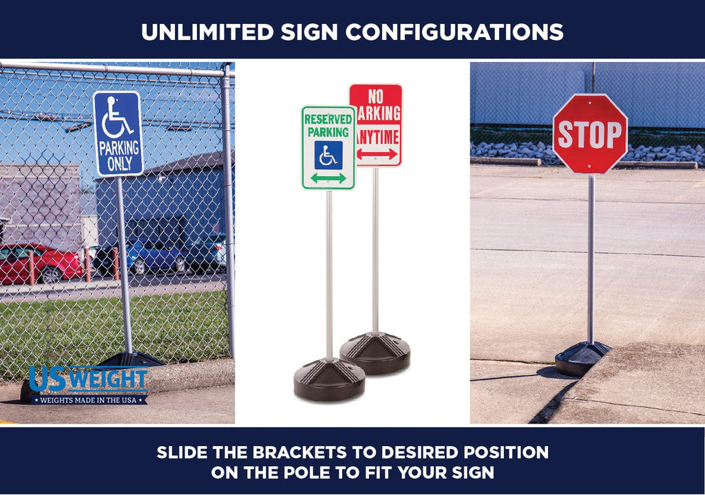 Weighted Posts 5' Sign Post and 50 lb. Base Kit | US Weight