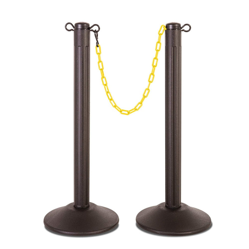 ChainBoss Black Stanchion with 10' of Plastic Yellow Chain – Fillable Base
