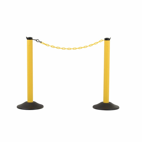 ChainBoss Yellow Stanchion with 10' of Yellow Plastic Chain – Fillable Base